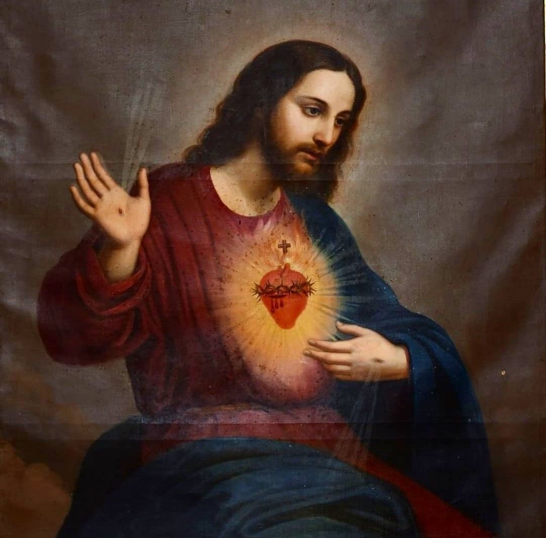 Il dipinto di oggi è: “Il Sacro Cuore di Gesù”, opera di pittore anonimo del 1800, convento di San Francesco a Loja, Ecuador