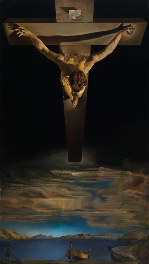 Il dipinto di oggi è: “Cristo di San Giovanni della Croce” di Salvador Dalì, 1951, olio su tela, cm 205×116, Kelvingrove Art Gallery and Museum di Glasgow, in Scozia.